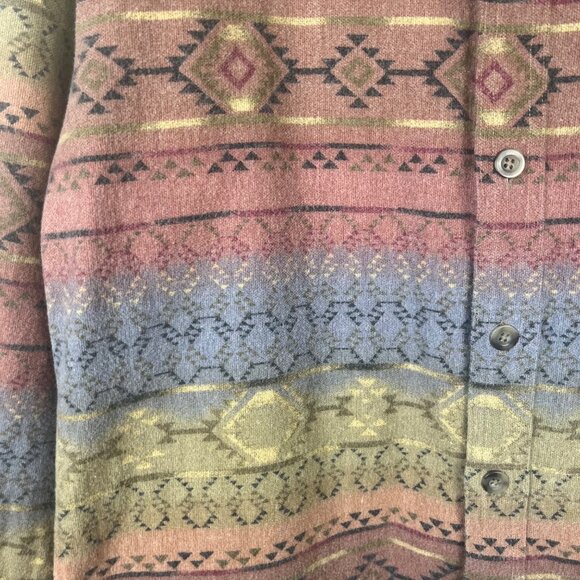 Cabelas Aztec Southwest Patterned Button-Up Shirt Mens Medium Deerskin Soft - Picture 7 of 12